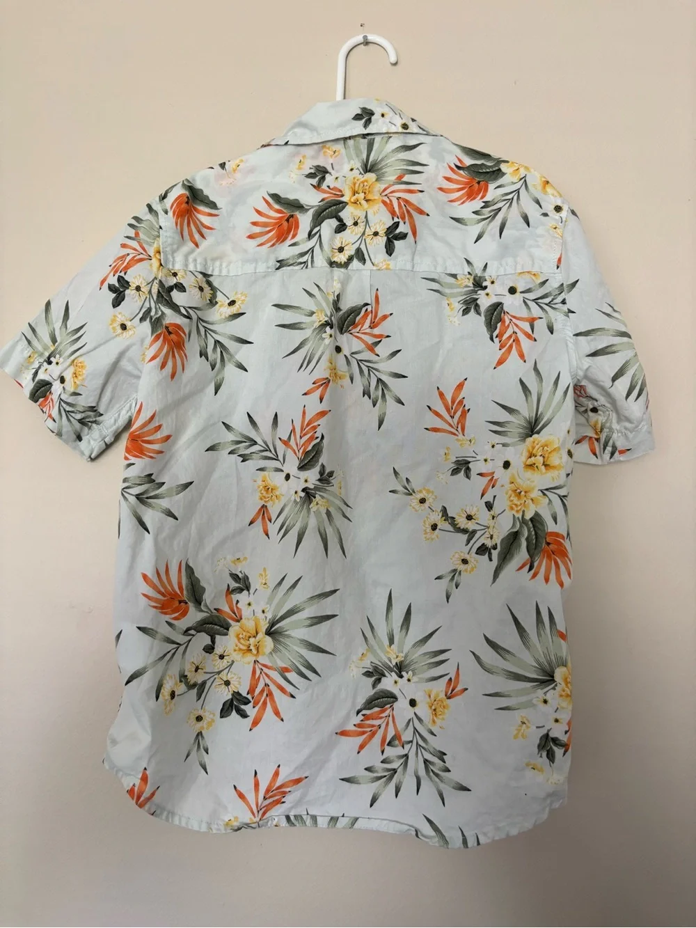 Old Navy Boys Light Blue Tropical Floral Short-Sleeve Shirt